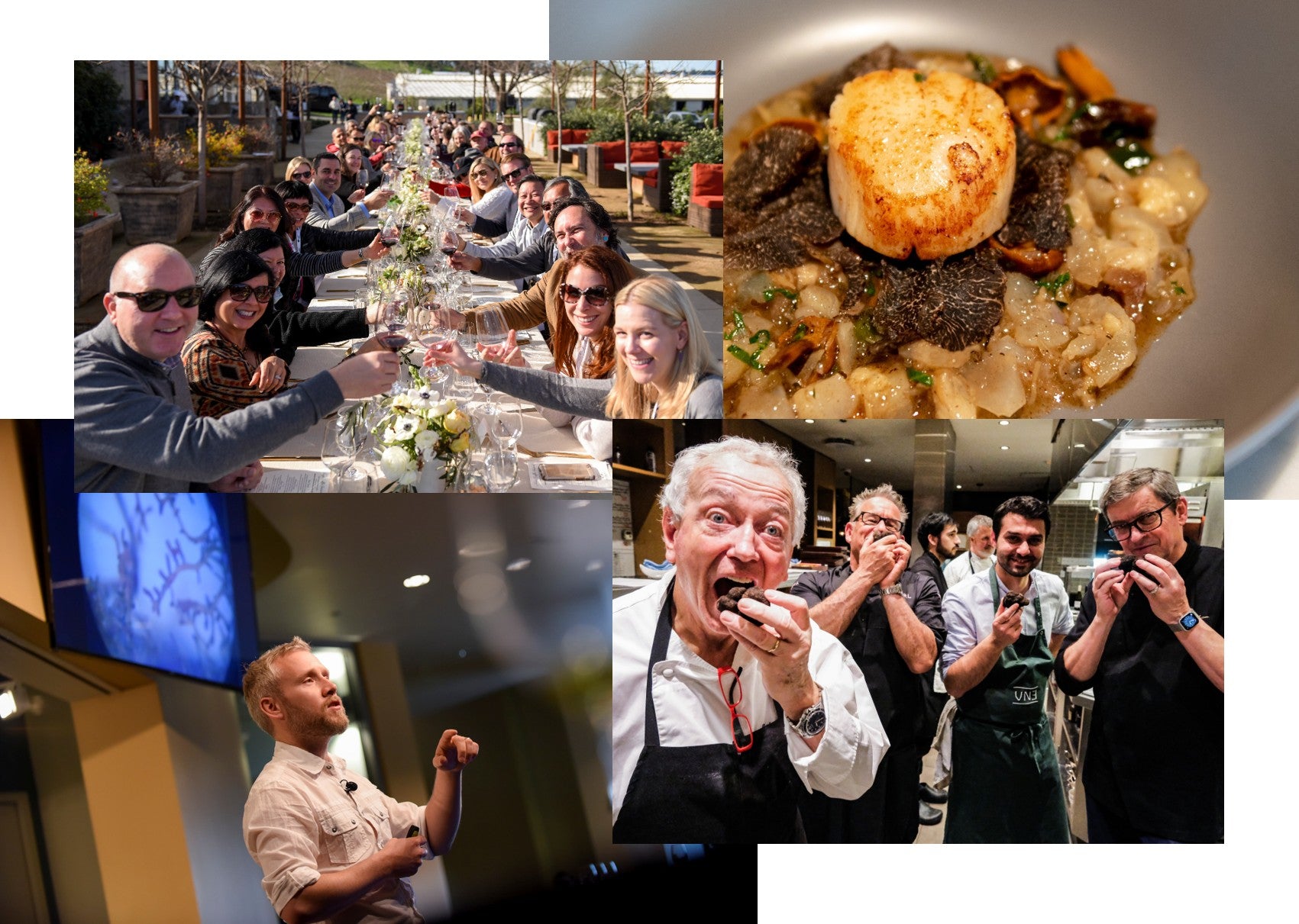 Collage of Napa Truffle Festival scenes and chefs