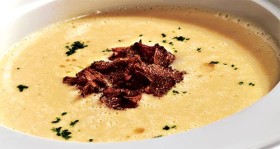 Salsify Soup: Black Truffle, Scallions, & Duck Prosciutto